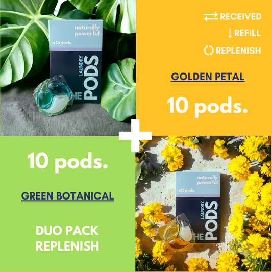 Laundry Pods Duo Pack - Golden Petal + Green Botanical | 20 pods