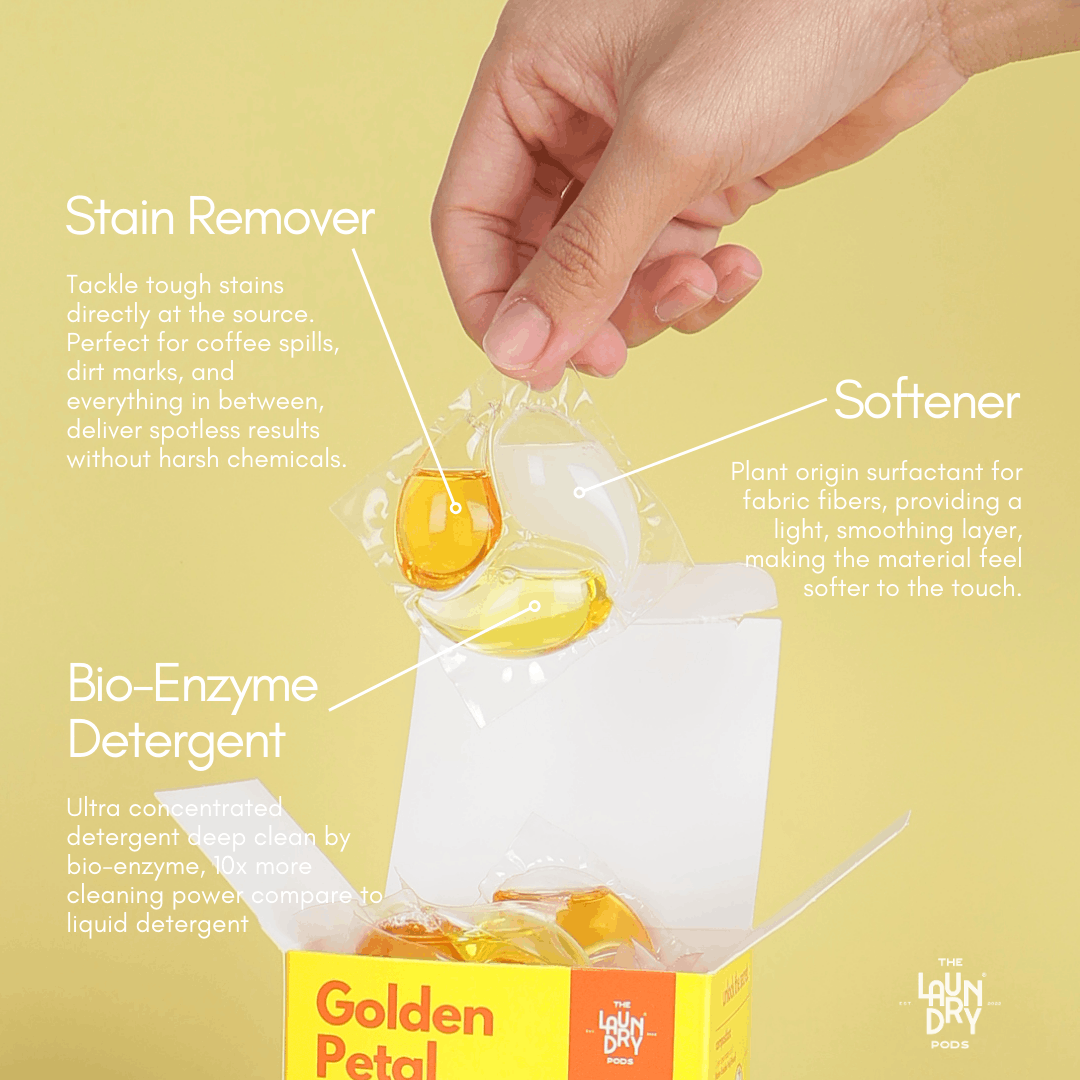 Golden Petals | 15pcs Biodegradable Laundry Pods | by The Laundry Pods