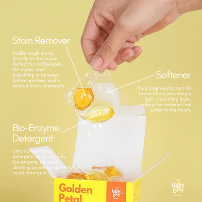 Golden Petals | 15pcs Biodegradable Laundry Pods | by The Laundry Pods