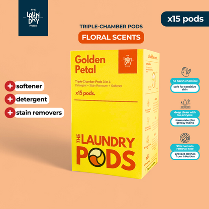 Golden Petals | 15pcs Biodegradable Laundry Pods | by The Laundry Pods