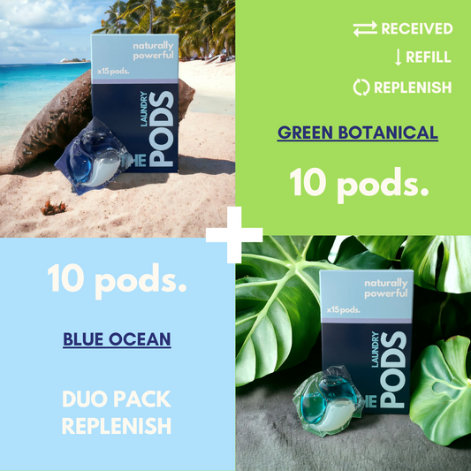 Laundry Pods Duo Pack - Blue Ocean + Green Botanical | 20 pods